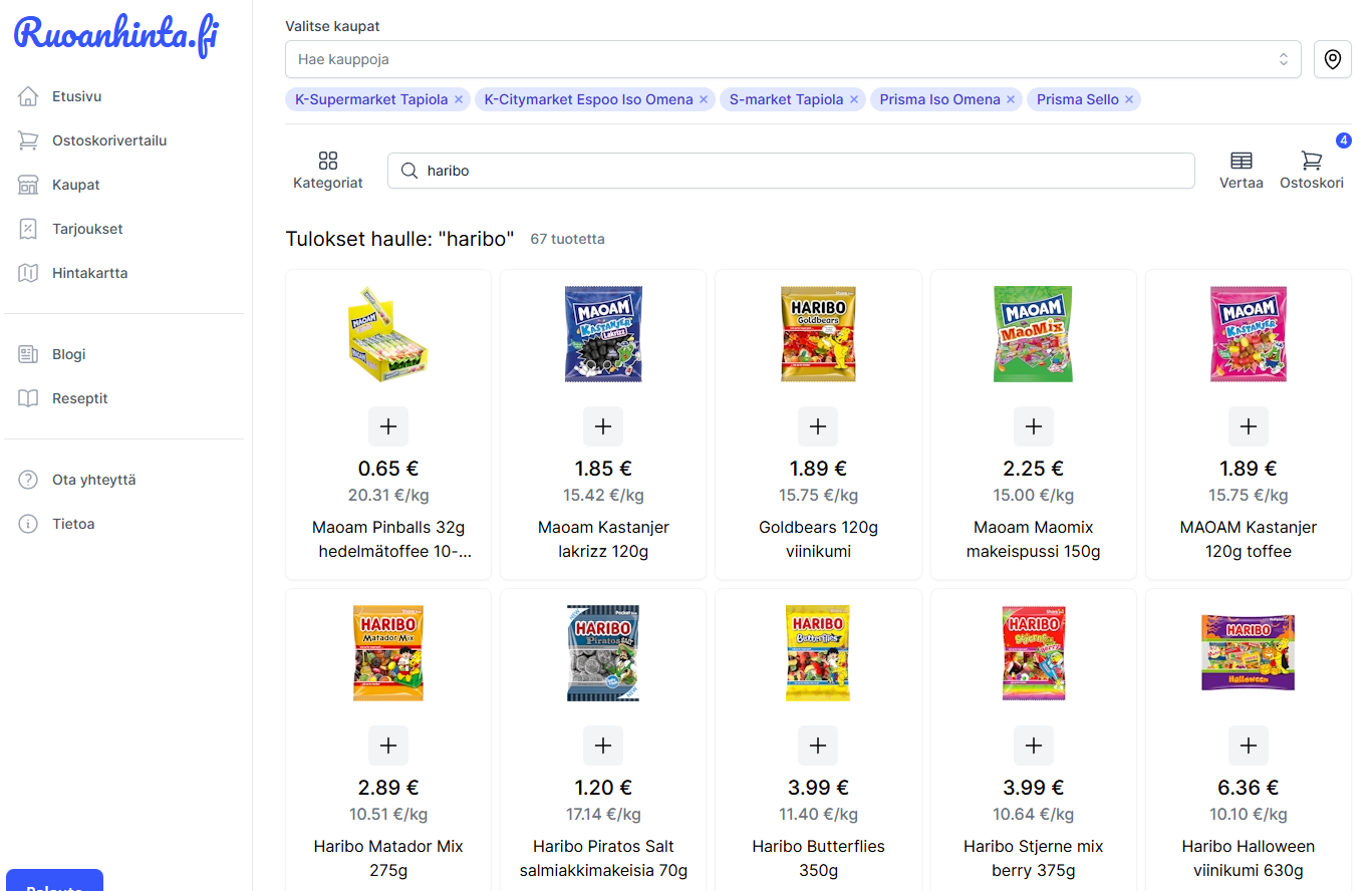 Screenshot of the app