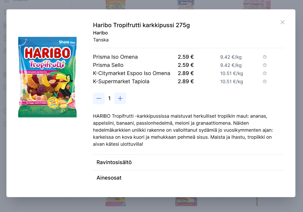 Screenshot of the app